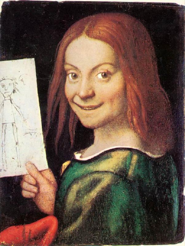 CAROTO, Giovanni Francesco Read-headed Youth Holding a Drawing France oil painting art